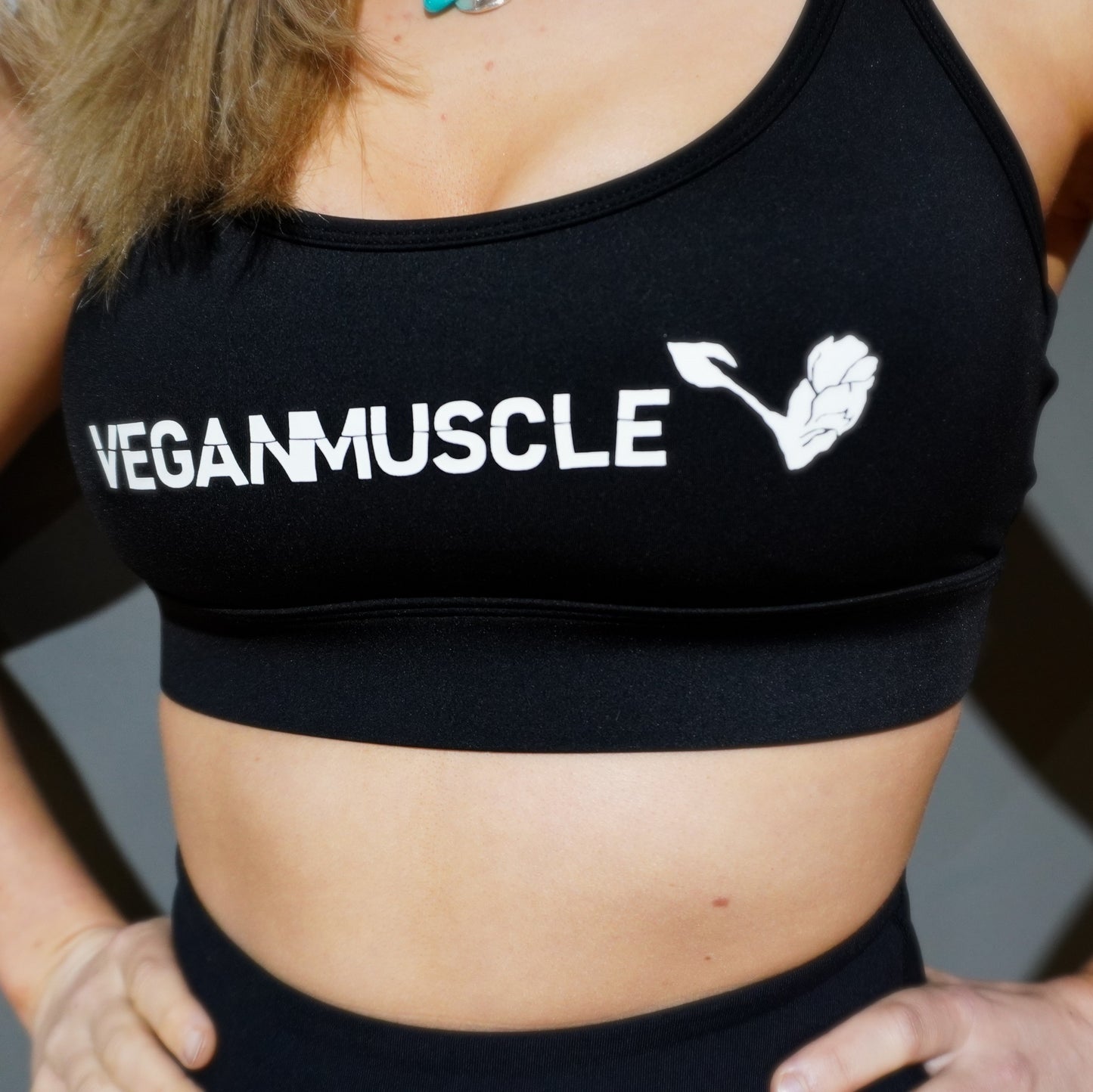 Compassion is strength - Vegan Sports Bra - Black