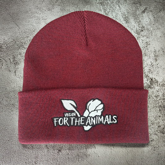 VEGAN For The Animals - Beanie - Burgundy