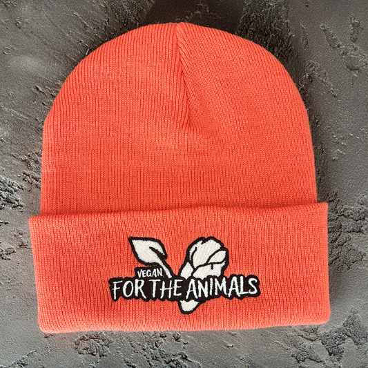 VEGAN For The Animals - Beanie - Coral