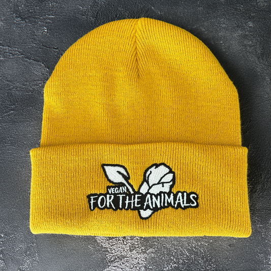 VEGAN For The Animals - Beanie - Mustard